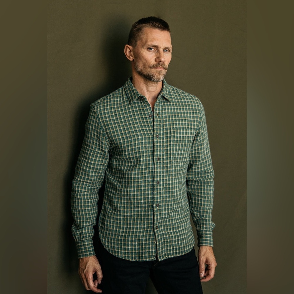 Hiroshi Kato Ripper Panama Plaid Palm Green Men’s Large